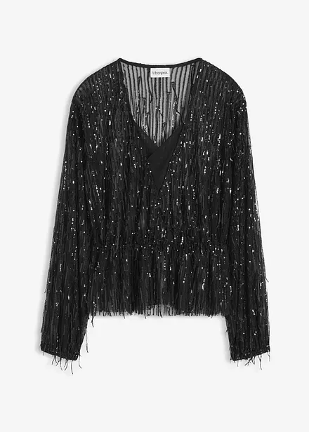Blouse à sequins et franges