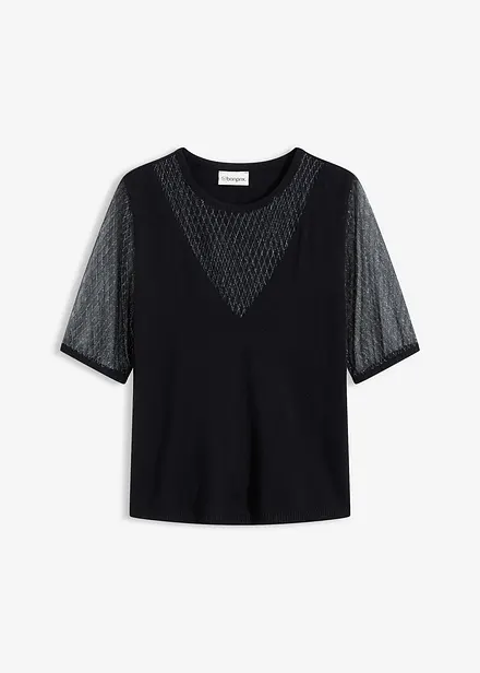 Pull en fine maille avec empiècement mesh