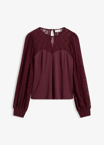 T-shirt manches longues à dentelle