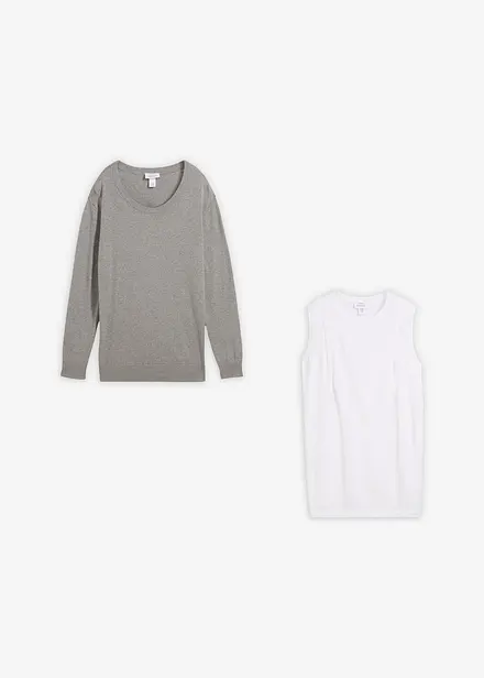 Pull de grossesse 3-en-1 en maille de coton avec top d’allaitement