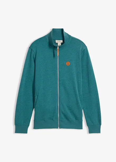 Sweat zipp&eacute; &agrave; col montant et d&eacute;tails enduits