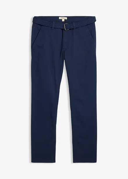 Pantalon chino extensible regular avec taille &eacute;lastique et ceinture, droit