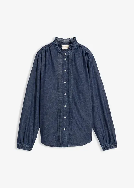 Blouse en jean &agrave; finitions volant&eacute;es
