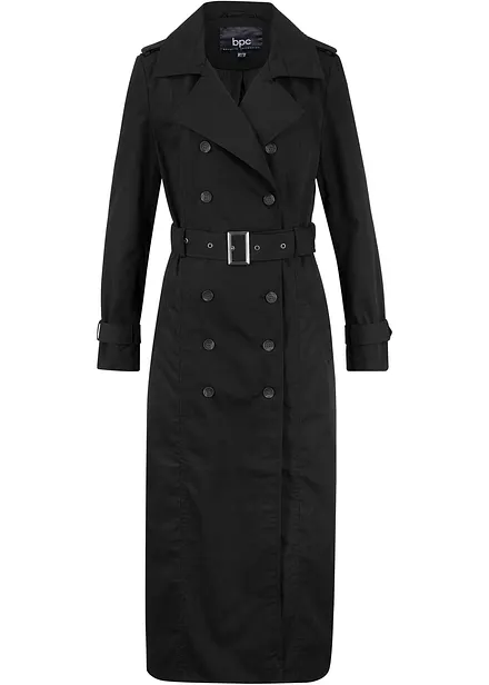 Trench-coat long ceintur&eacute; &agrave; la taille