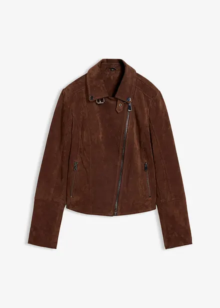 Veste biker en cuir velours