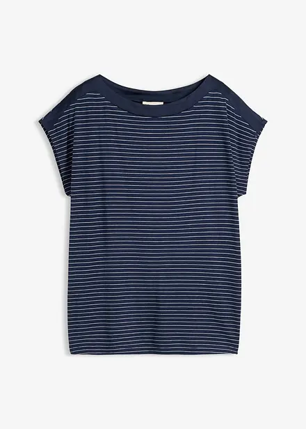 T-shirt en viscose fluide avec empi&egrave;cement satin