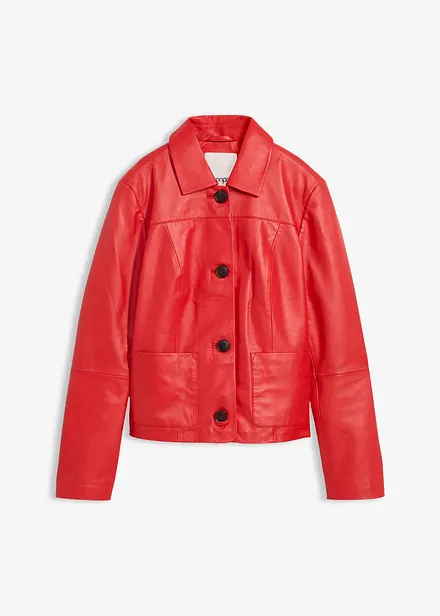 Veste courte en cuir d&rsquo;agneau nappa