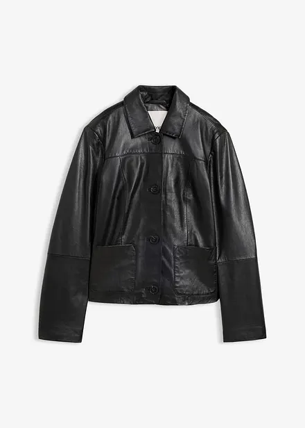Veste courte en cuir nappa d&rsquo;agneau