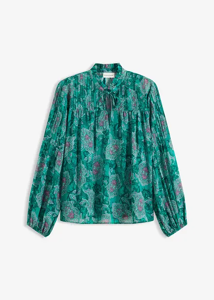 Tunique en satin &agrave; passepoils