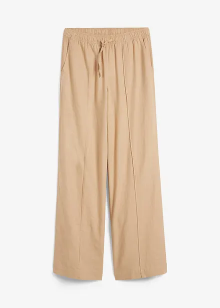 Pantalon palazzo l&eacute;ger en lin et viscose