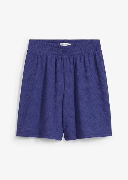 Short taille &eacute;lastiqu&eacute;e en cr&ecirc;pe gaufr&eacute;