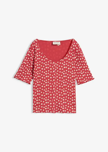 T-shirt c&ocirc;tel&eacute; &agrave; imprim&eacute; floral, manches coude