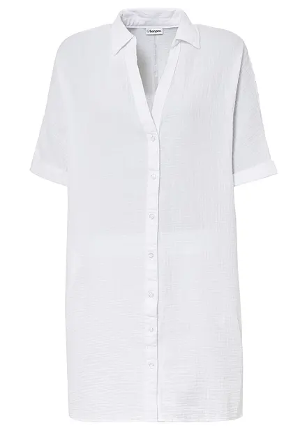 Chemisier long, oversize et doux en gaze de coton