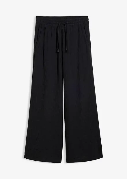 Pantalon palazzo l&eacute;ger en gaze de coton