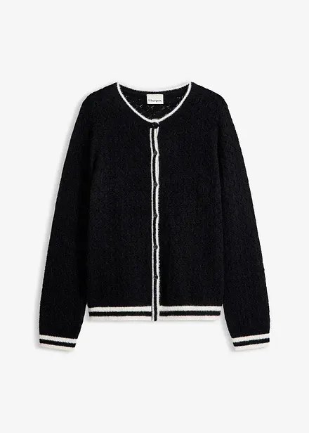 Gilet en maille poilue ajour&eacute;e