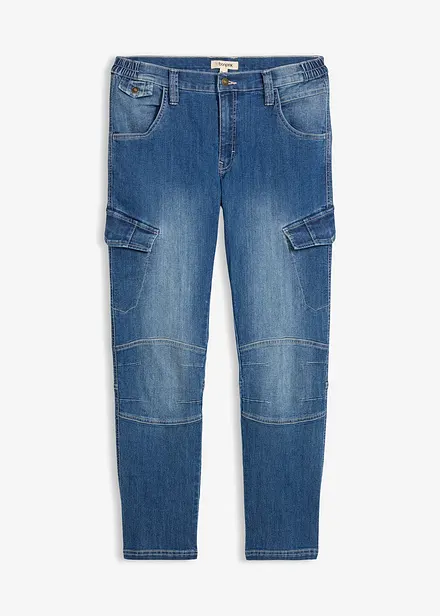 Jean cargo regular, droit et l&eacute;ger avec taille &eacute;lastiqu&eacute;e