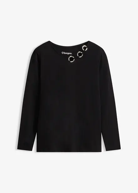 T-shirt manches longues d&eacute;tails &oelig;illets