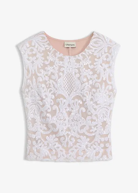 Top &agrave; dentelle brod&eacute; de sequins
