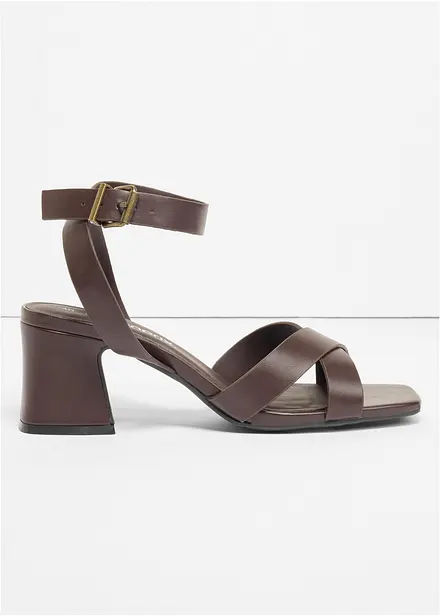 Sandalettes &agrave; talon carr&eacute;