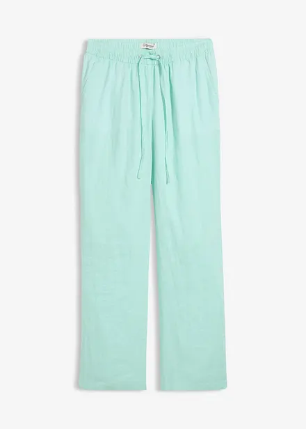 Pantalon taille &eacute;lastiqu&eacute;e 100% lin