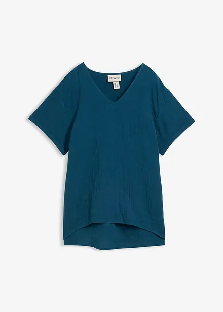 Tunique &agrave; manches courtes en gaze de coton