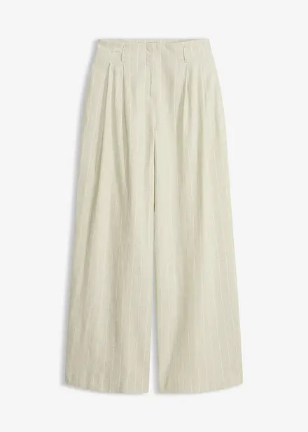 Pantalon &agrave; pinces en lin majoritaire