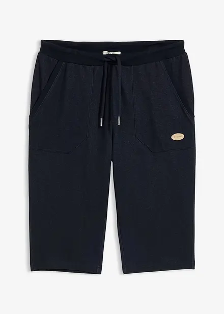 Bermuda sweat long &agrave; taille &eacute;lastiqu&eacute;e, aspect denim