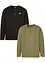 Lot de 2 T-shirts manches longues col tunisien 100% coton, bonprix
