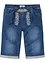 Bermuda en jean extensible avec broderie, Regular Fit, bonprix