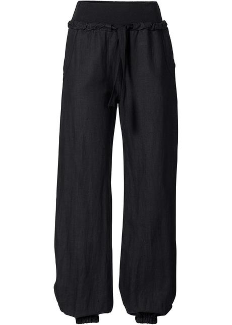 Pantalon En Melange Lin Noir