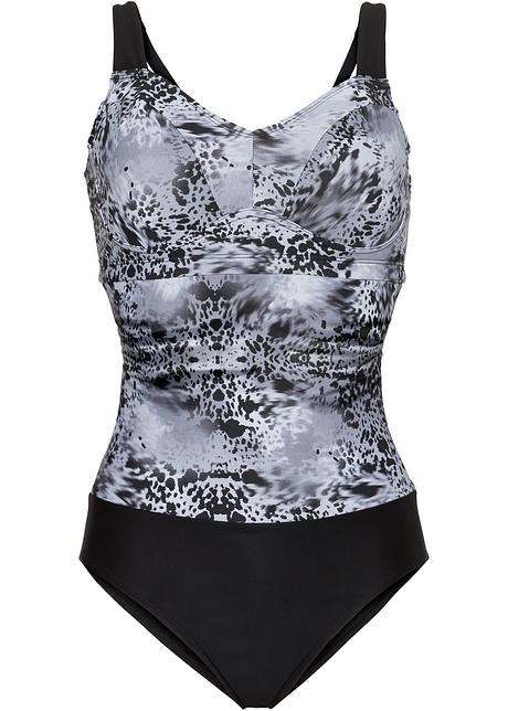 Maillot 1 pièce modelant minimiseur, bpc selection, noir/gris