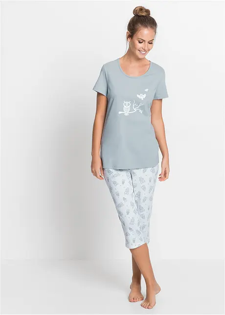 Pyjama en pur coton avec corsaire et t shirt imprimes