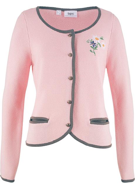 Manches Broderie Bavaroise Longues Fuméerose Gris Veste Avec xFTBp7