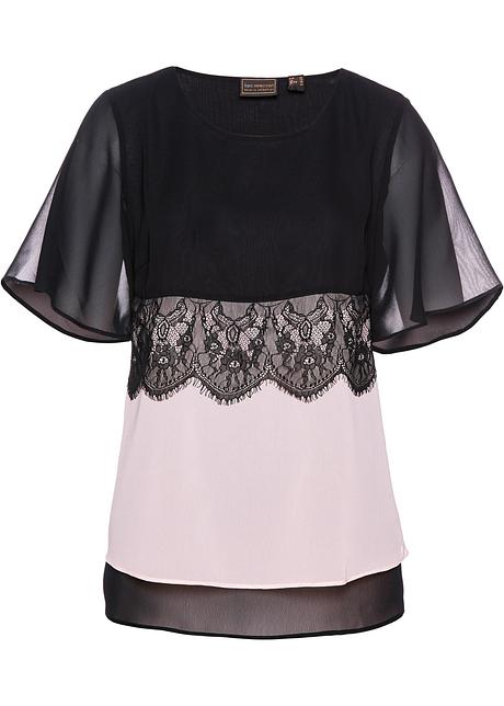 Tunique à dentelle - noir/rose dragée