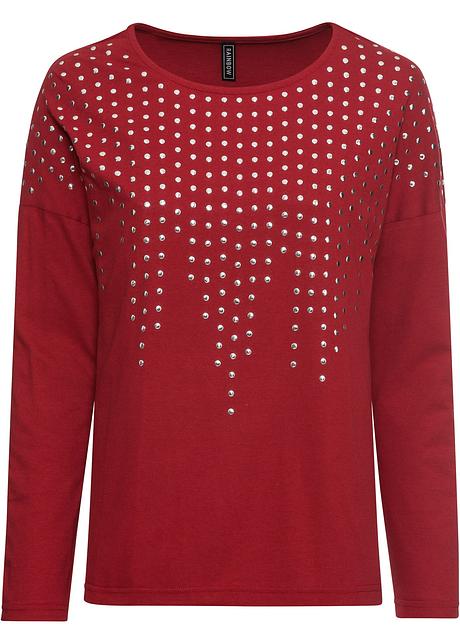 tee shirt rouge manches longues femme