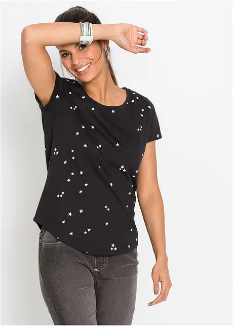 T-shirt coton imprimé étoiles, bonprix