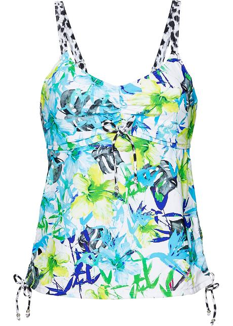 Haut De Tankini Minimiseur A Imprime Style Avec Armatures Integrees Bleu Vert Imprime Bon C