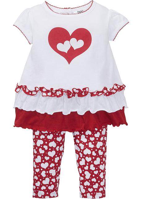Joli Ensemble Avec Imprime Petits Cœurs Blanc Rouge Fonce Imprime