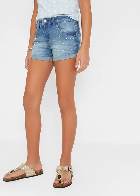 Short en jean fille orné de perles, bonprix