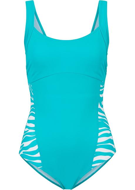 Maillot sculptant élégant en matière durable - turquoise/blanc zèbre