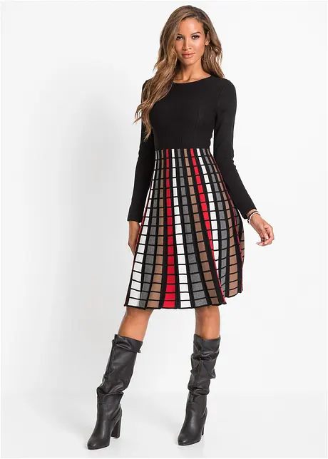 Robe en maille à carreaux, bonprix