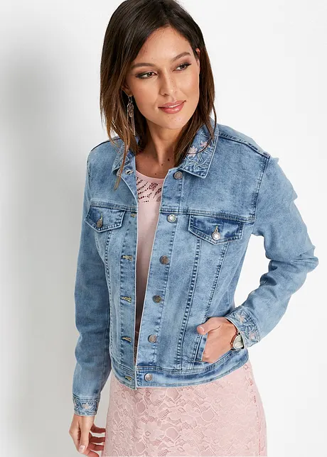 Veste en jean avec broderie, bonprix