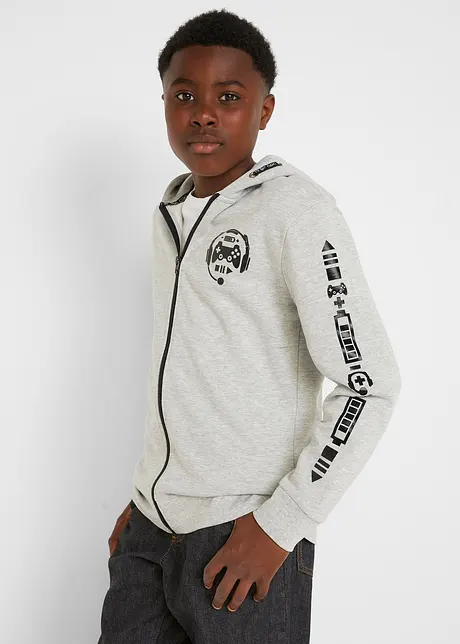 Gilet sweat-shirt garçon à capuche en coton, bonprix