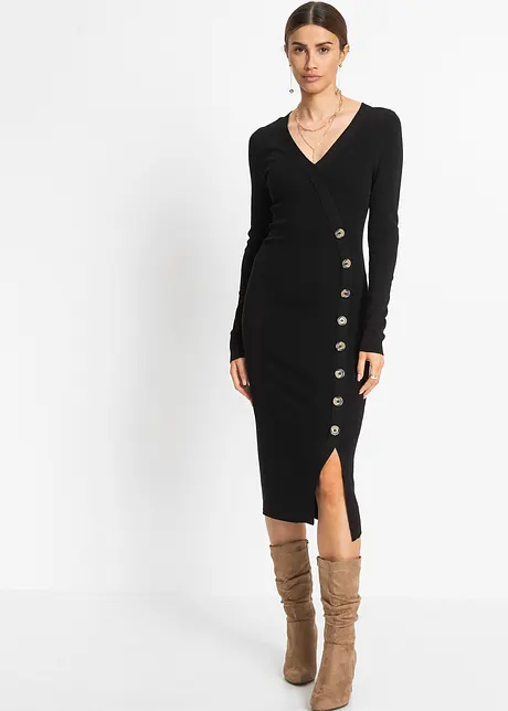 Robe en maille avec boutons, bonprix