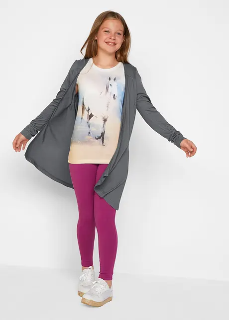 T-shirt + cardigan + legging fille (Ens. 3 pces.), bonprix