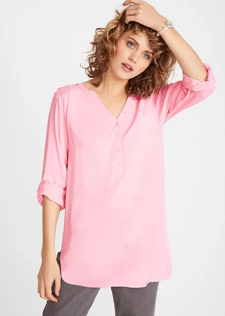 Blouse-tunique en viscose, col V et manches longues, bonprix