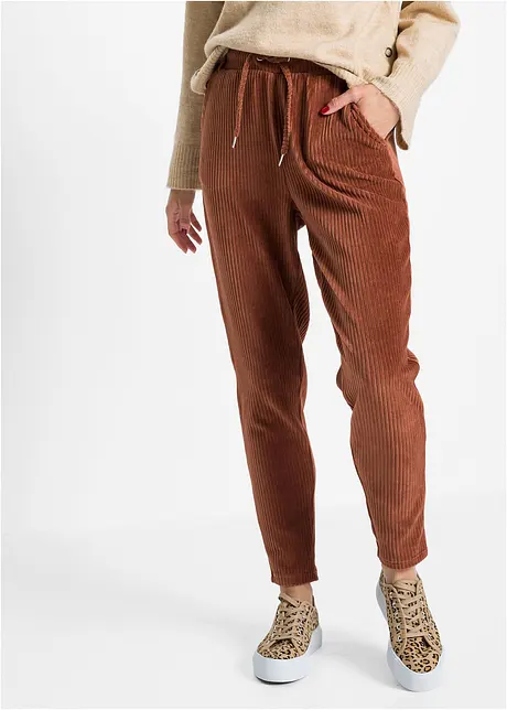 Pantalon en velours côtelé avec taille élastiquée, bonprix