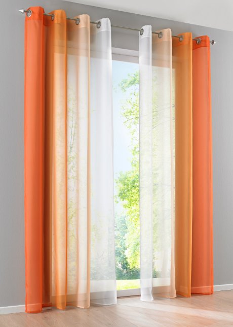 Rideau Voilage Rideaux Dégradé à Oeillet Voilages Intérieur Fenêtre en  Polyester Couleur Changée Voile Transparent Décor