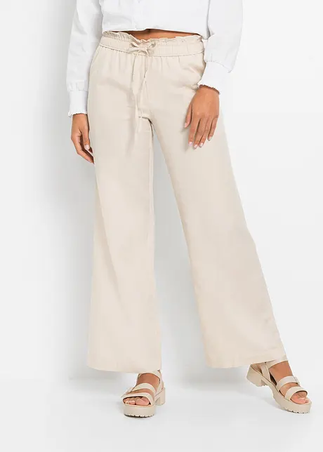 Pantalon Palazzo mélangé lin, bonprix