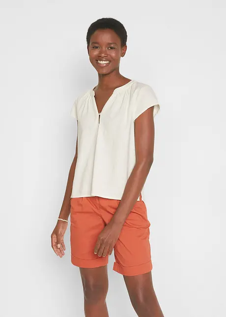 Blouse mélangée lin, mi-manches, bonprix